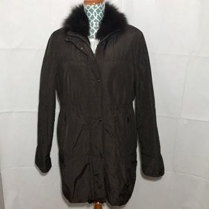 Blue Duck Parka Jacket Brown Size M Fox Fur Collar & Fur Inner Lining Runs Large